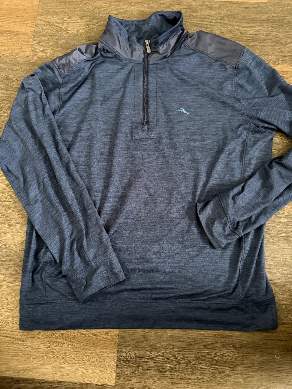 Tommy Bahama Islandzone 1/4 zip pullover top size L Large *flaw* heather blue